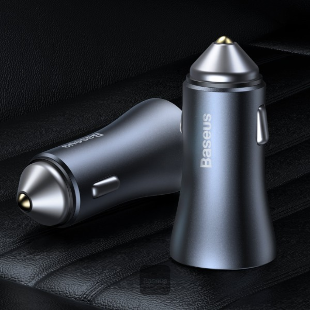 CARGADOR DE CORRIENTE P/AUTO 40W CCJD-0G USB + TIPO C GRIS