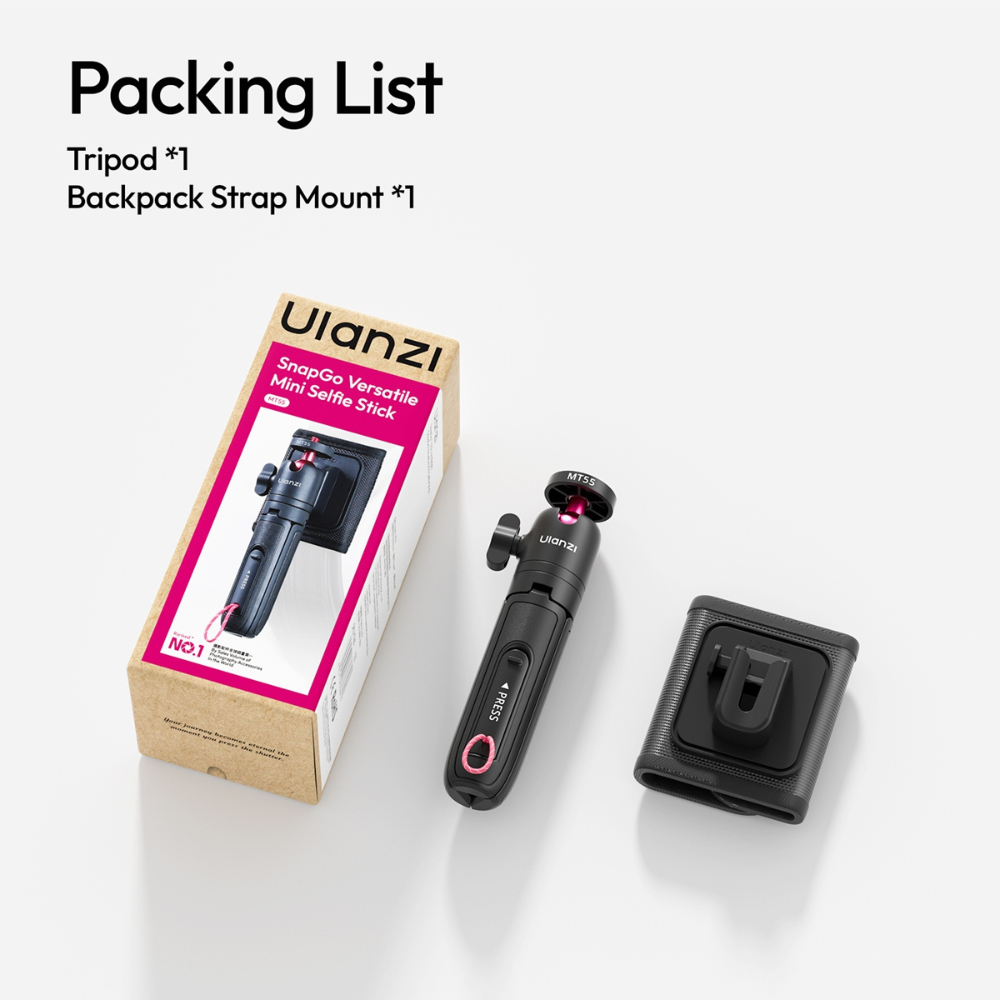 Ulanzi MT55 SnapGo Mini Selfie Stick Tripod (1/4" Mount)