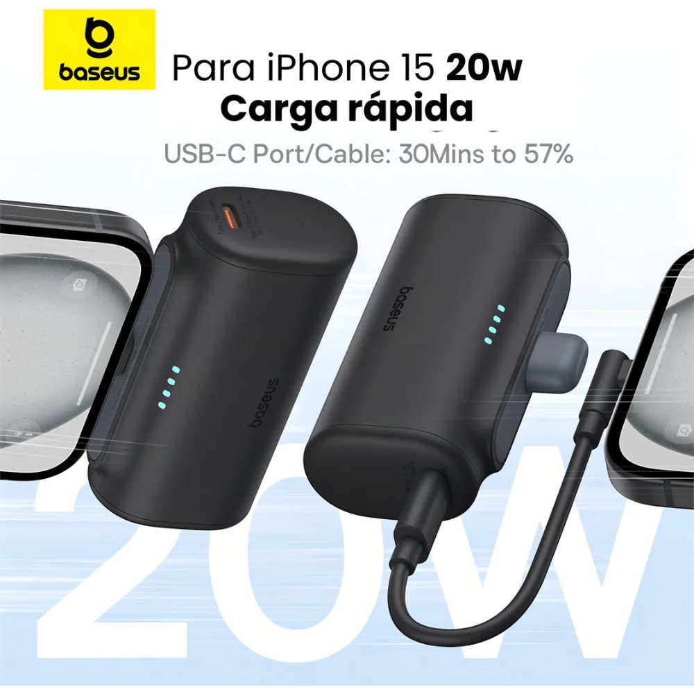 POWER BANK COMPACTO P10068306113-00 5000MAH 20W TIPO C NEGRO