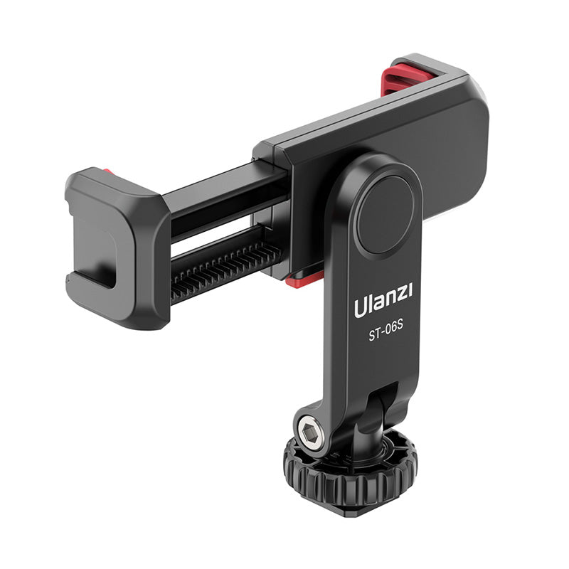 Soporte para teléfono Ulanzi ST-06S en negro con detalles rojos y logotipo de la marca