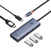 HUB TIPO C A HDMI 4K + USB + CARGA RÁPIDA B00052801811-00 ULTRAJOY ESTACIÓN DE ACOPLAMIENTO 5 PUERTOS GRIS