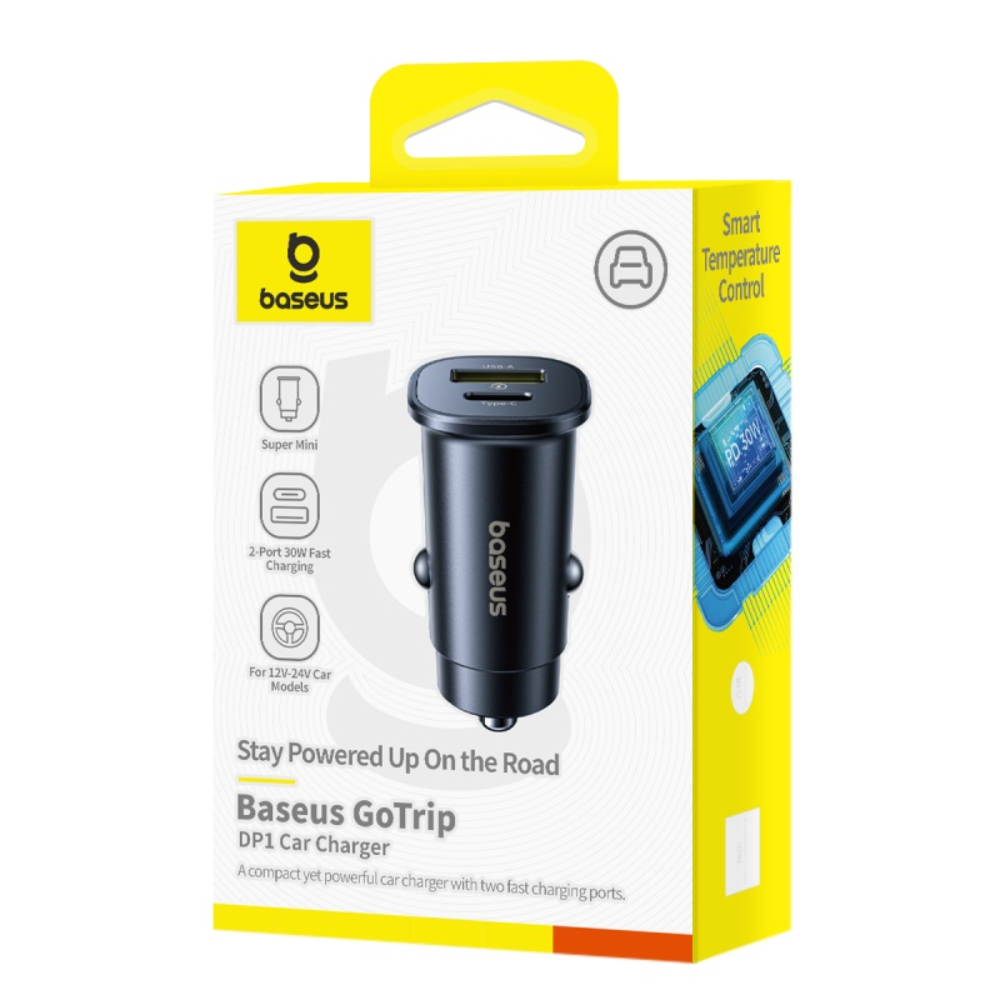 CARGADOR DE AUTO BASEUS GOTRIP DP1 C00072300123-01 C+C 30W NEGRO
