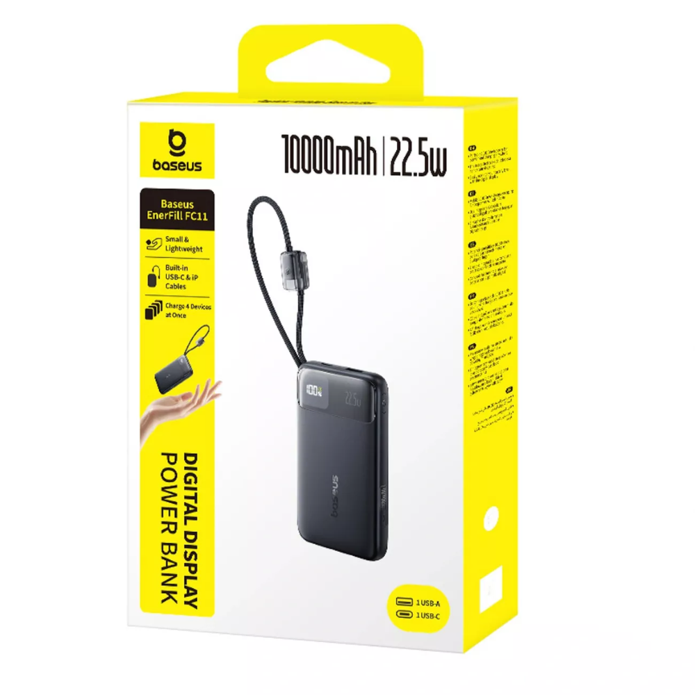 POWER BANK ENERFILL FC11 E0027R04 10000MAH 22.5W CON PANTALLA DIGITAL NEGRO