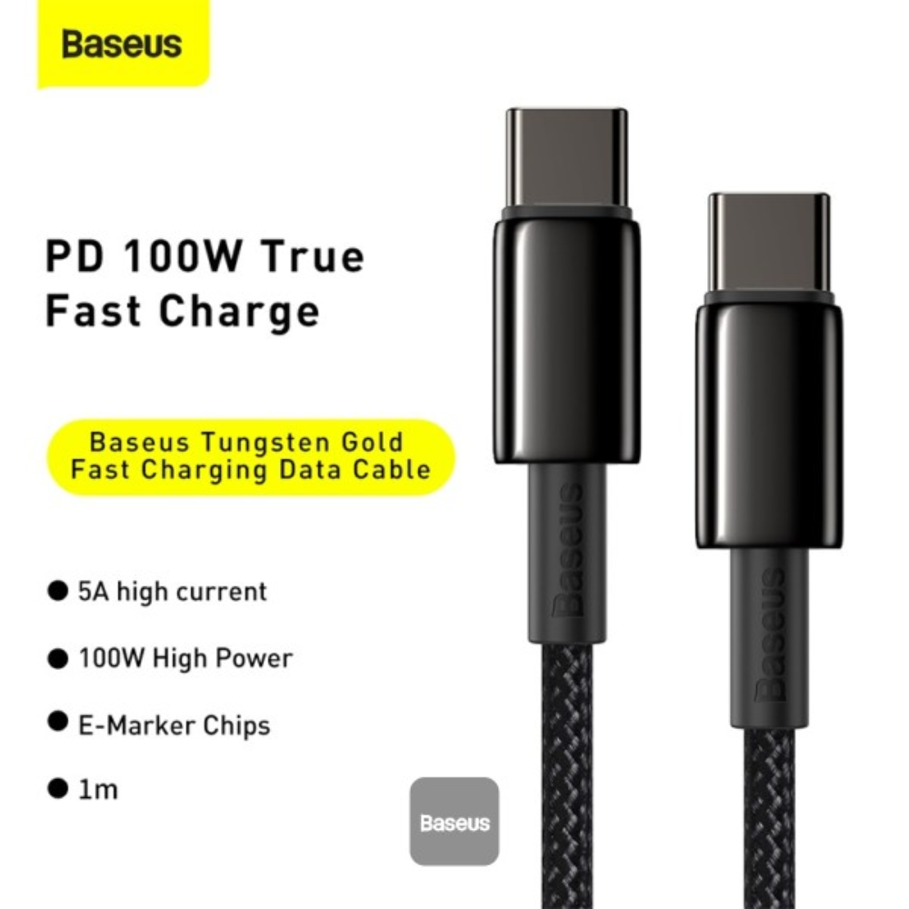 CABLE TIPO C A TIPO C 1MT CATWJ-01 TUNGSTEN GOLD 100W NEGRO