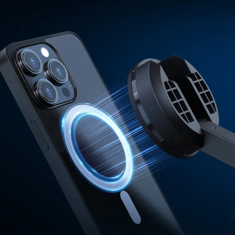 Ulanzi MT-84 trípode magnético desplegado con tres patas y soporte MagSafe
