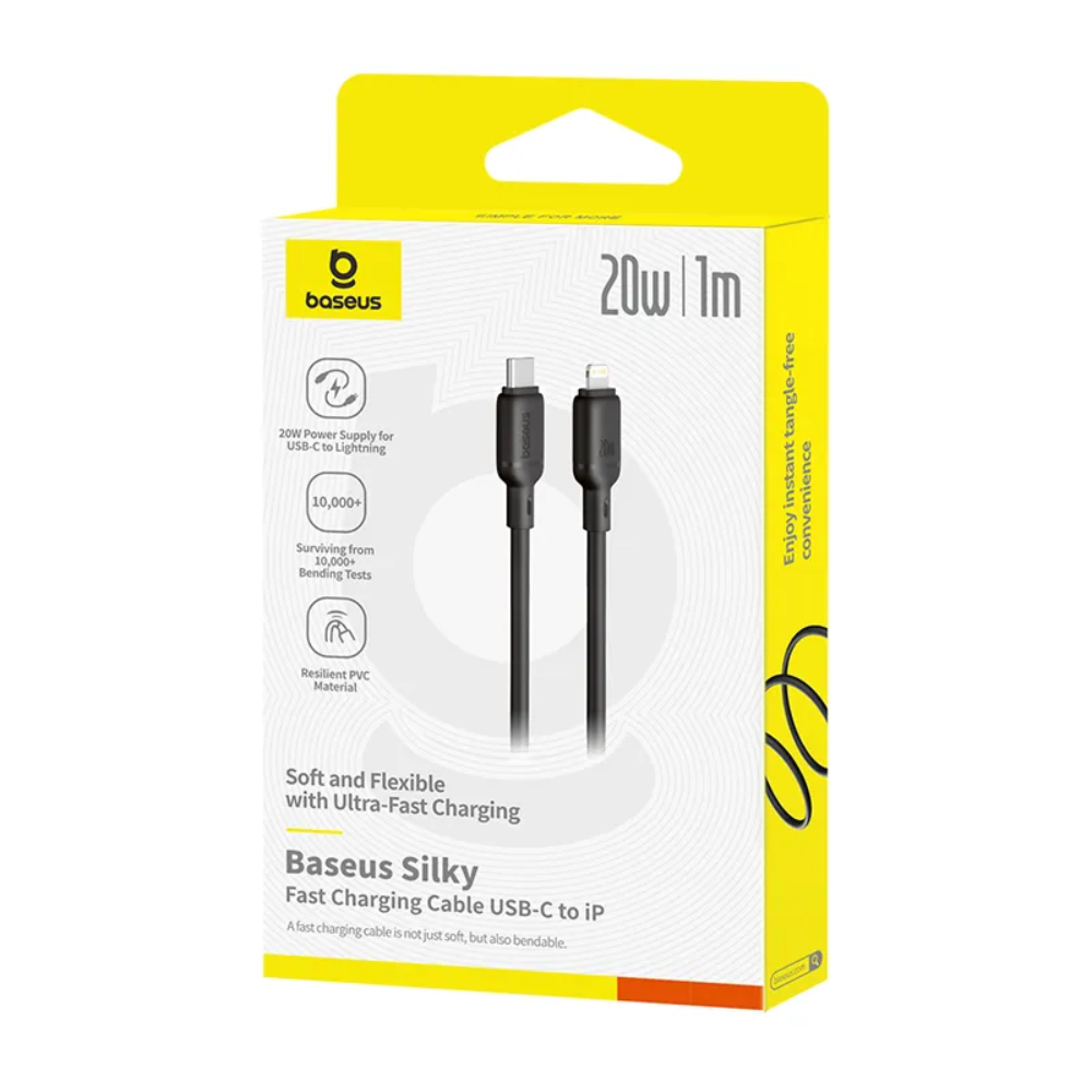 CABLE TIPO C A LIGHTNING 1MT  P10377700113-00 SILKY 20W NEGRO